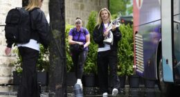England skipper Leah Williamson was in possession of the women's Euros trophy as the squad made their return to the UK