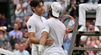 Taylor Fritz (left) progressed after Australian Jordan Thompson retired due to back pain