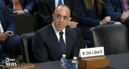 Emil Bove testifying at his confirmation hearing.