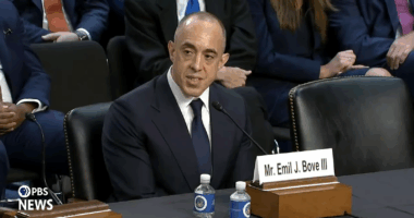 Emil Bove testifying at his confirmation hearing.
