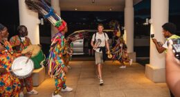 Chelsea and England star Cole Palmer was given a hero's welcome on his arrival to the island