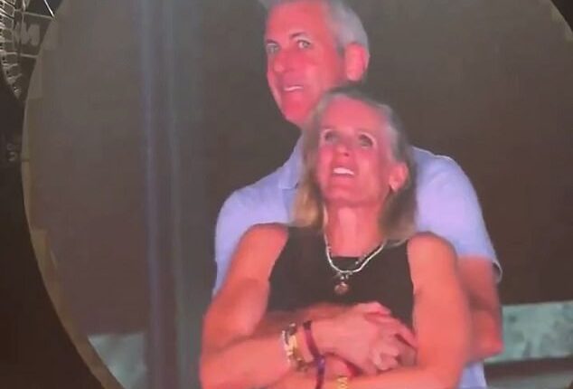 The moment Astronomer CEO Andy Byron, 50 and HR chief Kristin Cabot front, 52, were caught embracing on the 'kiss cam' at a Coldplay concert went viral