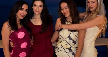 No bride's special day is complete without the support and cheer from her dearest friends - and for Eve Jobs (pictured right at her hen do), her girl group is extra glamorous, well-heeled and no doubt, excited