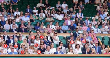A host of famous faces turned out to watch Wimbledon on Saturday, including: 1. Kemi Badenoch 2. Sam Mendes 3. Estella Taylor 4. Lady Helen Taylor 5. Clive Myrie 6. Holly Ramsay 7. Adam Peaty 8. Seb Coe 9. Mo Farah