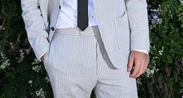 Will Poulter (pictured) appeared to be wearing wonky trousers and odd socks