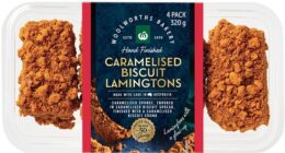 Woolworths has unveiled its new Caramelised Biscuit Lamingtons, available in a pack of four for $12 in stores across Australia