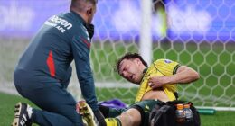 Ollie Rathbone landed awkwardly on his ankle during Wrexham's 2-1 defeat to Sydney FC