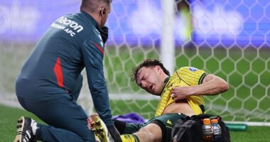 Ollie Rathbone landed awkwardly on his ankle during Wrexham's 2-1 defeat to Sydney FC