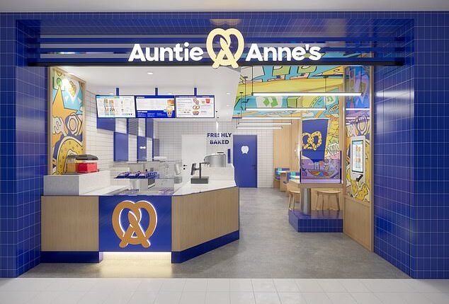 FEMAIL can exclusively share this first look image revealing what the Auntie Anne's Australia stores will look like