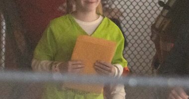 Angel-faced teen Sarah Grace Patrick, who stands accused of killing her mom and stepdad, walked into the Carroll County Superior Courthouse, appearing carefree with a big smile planted across her face