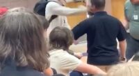 Viral footage shows the hulking Lincoln High School student throwing punches at a staff member before being slammed to the ground