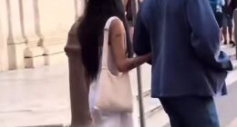 Harry Styles and Zoe Kravitz were reportedly spotted kissing at a restaurant in London's Soho just days before they strolled around Rome (pictured)