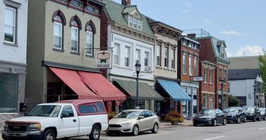 Newport in Kentucky is pictured Tuesday afternoon. It sits just across the Ohio River from Cincinnati - but the two cities could not be more different