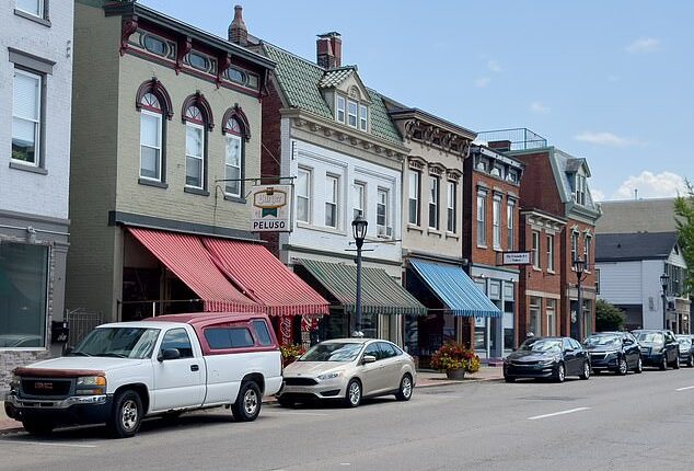 Newport in Kentucky is pictured Tuesday afternoon. It sits just across the Ohio River from Cincinnati - but the two cities could not be more different