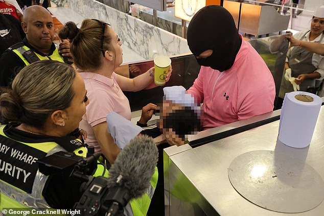 A child was caught with pepper spray as police apprehended a protester who was witnessed committing an assault on a member of the public  by officers