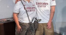 Body positive influencer and model Felicity Hayward posed for a photo with Arsenal star Declan Rice at a launch event for the Adidas Arsenal third kit last week - and the image quickly went viral 'for all the wrong reasons'