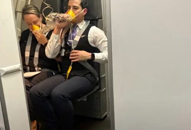 Oxygen masks were deployed on a Virgin flight when the plane plunged 28,000ft (pictured)
