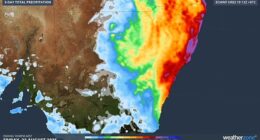Image: Rainfall accumulation in NSW up until 10pm Friday. Source: Weatherzone