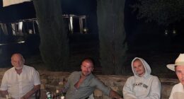 Cruz Beckham posed alongside his father David, brother Romeo and grandfather Ted