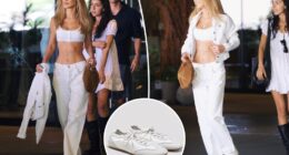 Bella Hadid steps out in Vivaia's new ballet sneakers