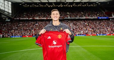 Manchester United unveiled striker Benjamin Sesko on Saturday