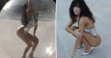 Bianca Censori poses in a bubble in new Instagram photo shoot