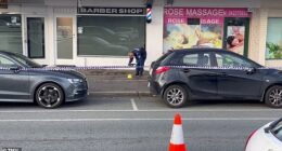 Police have established a crime scene outside a barber shop where two men were stabbed in Queanbeyan