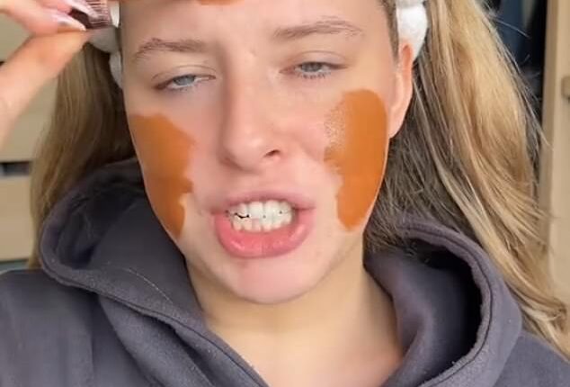 Chloe Cotterell (pictured) revealed on TikTok that one of her 10 bridesmaids asked to try on a white dress during a special shopping trip she had organised ahead of her big day