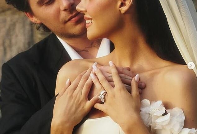 Brooklyn Beckham and Nicola Peltz shared pictures from their secret vow renewal on Instagram on Monday writing 'only love' amid ongoing feud with David and Victoria