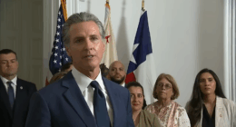 Gavin Newsom speaking at a presser.