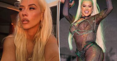 Christina Aguilera rocks red-hot swimsuit after dismissing Ozempic rumors