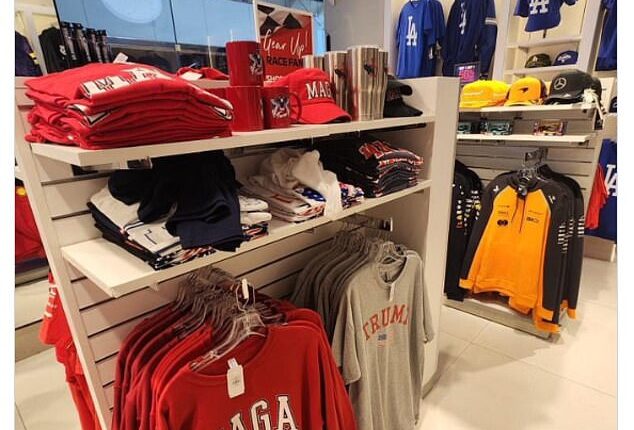 A viral photo shared Friday pictured the inside a store called AMERICA!, revealing shelves stocked with Trump-branded pens, dolls, mints, masks and other pro-MAGA Donald Trump gear