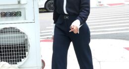 Julia Fox wore a demure outfit as she filmed Elsbeth in New York City on Thursday
