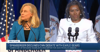 Winsome Sears and Abigail Spanberger speaking at rallies.