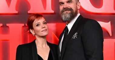 The findings could help explain some high-profile break-ups, including that of British singer Lily Allen and US actor David Harbour, who met on celebrity dating app Raya. Pictured: The couple together in 2023