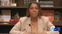 Letitia James giving an interview.