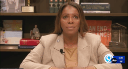Letitia James giving an interview.