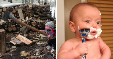 Dad Makes His Premature Baby Do Manly Things, And The Result Is Hilarious (OC)