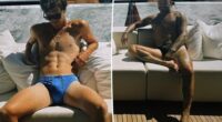 David Beckham and son Cruz twin in Speedos on yacht vacation