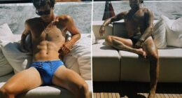 David Beckham and son Cruz twin in Speedos on yacht vacation