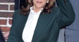 Harris appeared downcast as she questioned the state of democracy in the United States, telling Colbert: 'I always believed that as fragile as our democracy is, our systems would be strong enough to defend our most fundamental principles'
