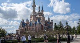 A man at Shanghai Disneyland in China was reportedly banned for two years after he jumped on stage during a show and tried to dance with a character. Shanghai Disneyland is seen