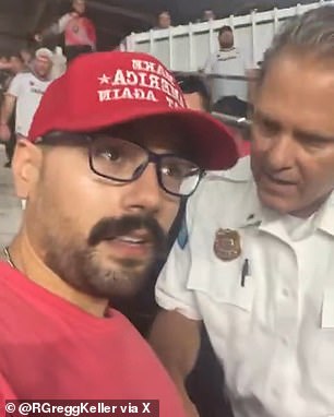 A soccer fan says he was kicked out of a game because he wore a MAGA cap