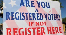 Voter registration sign