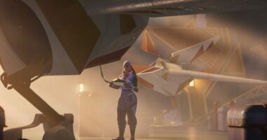 A Wakandan Tech examines Basha's aircraftin Marvel Animation's EYES OF WAKANDA, exclusively on Disney+. Photo courtesy of Marvel. © 2025 MARVEL. All Rights Reserved.