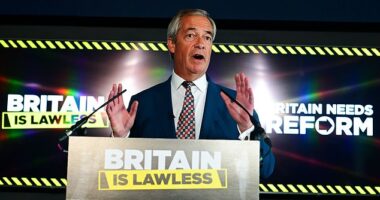 Nigel Farage (pictured) will challenge Keir Starmer to ditch his support for foreign courts as he sets out plans for the mass deportation of illegal migrants