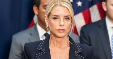 Baxter had came into work on August 18 and told a security guard she had just flipped off the guardsman at her DC Metro stop, according to a memo seen by The Post. Bondi is seen here