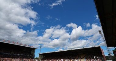A man has been arrested for alleged racist abuse during a League One fixture between Bradford City and Luton Town. Pictured: A general view of Bradford's Valley Parade stadium