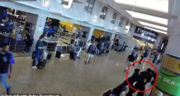 Footage of American Olympic gold medalist Sha'Carri Richardson shoving her partner, fellow sprinter Christian Coleman, at Seattle-Tacoma International Airport has been revealed