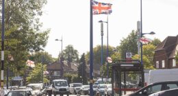 A group of 'proud English men' have defiantly hit back at accusations they are racist after lining their streets with Union Jack flags. Pictured: Union Jack and St George's flags in Weoley Castle
